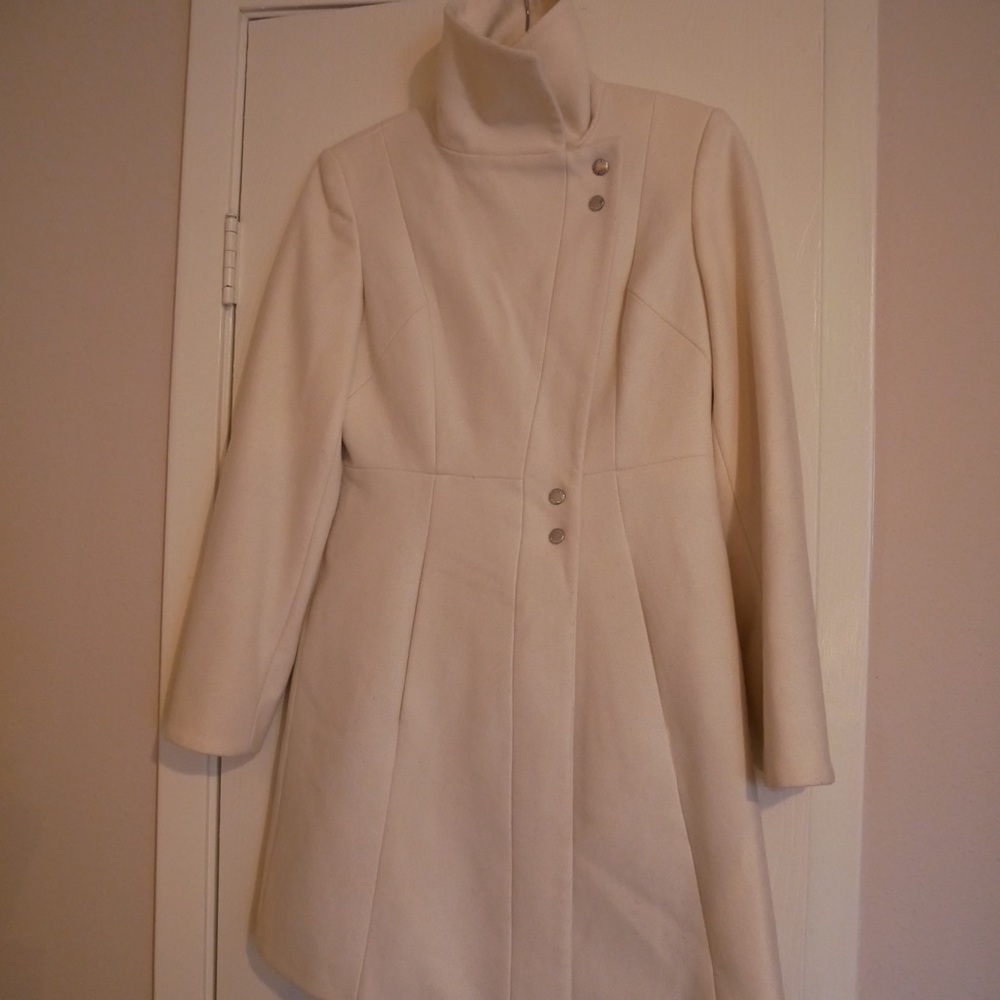 Guess Cream Color Long Wool Coat